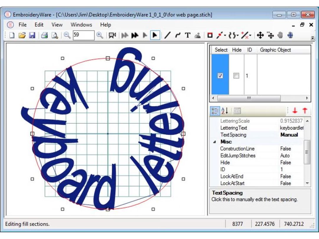 EmbroideryWare lettering scale