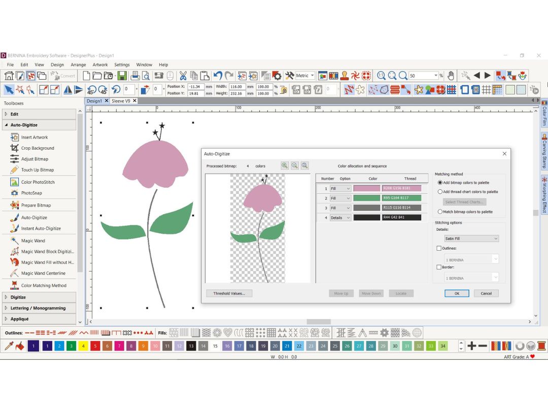 BERNINA Embroidery Software 9 DesignerPlus digitize