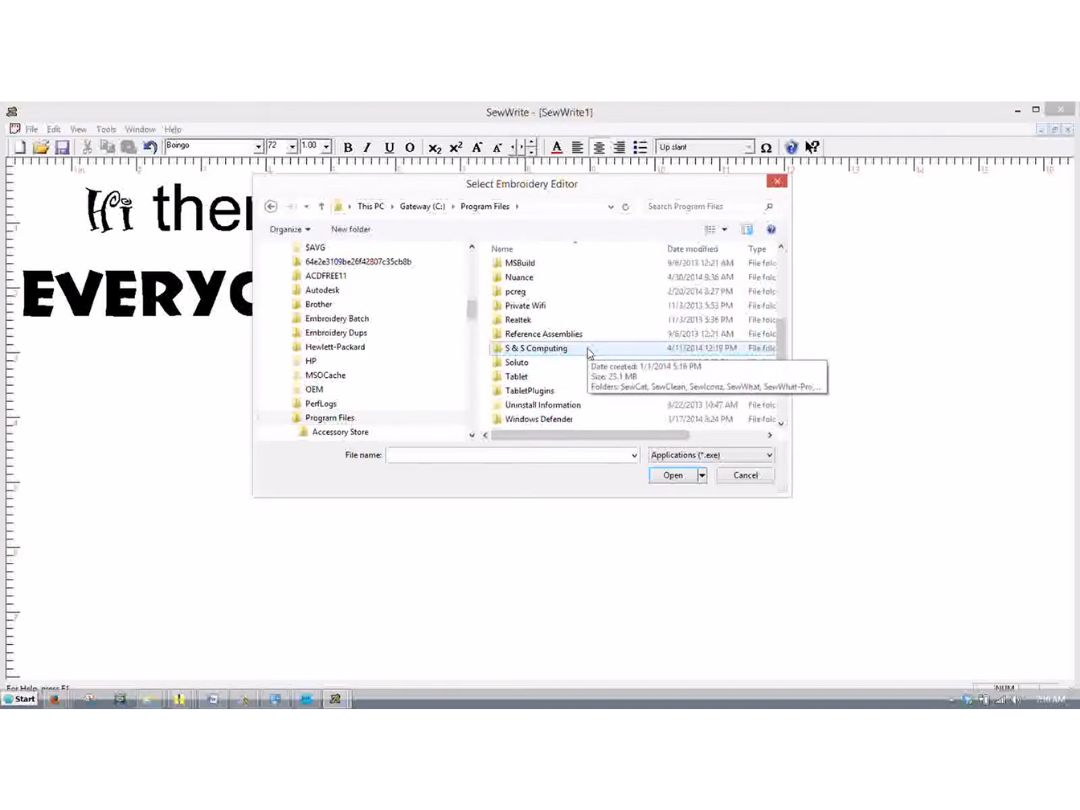 SewWrite editor path