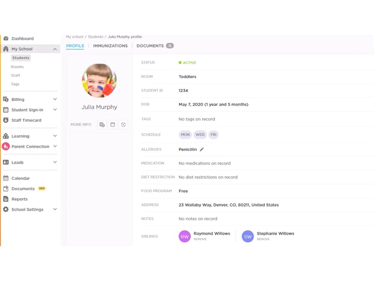 Procare edit profile