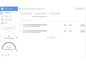 sauce labs dashboard