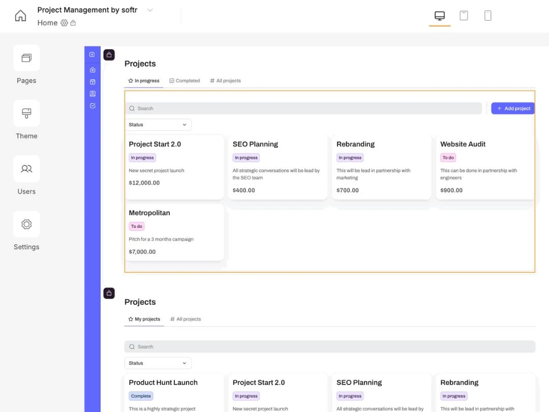 softr software-projects