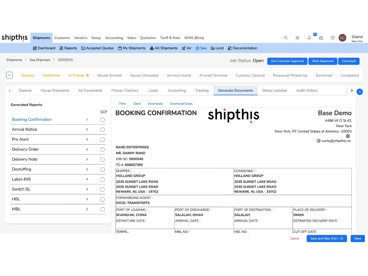 Shipthis generate document