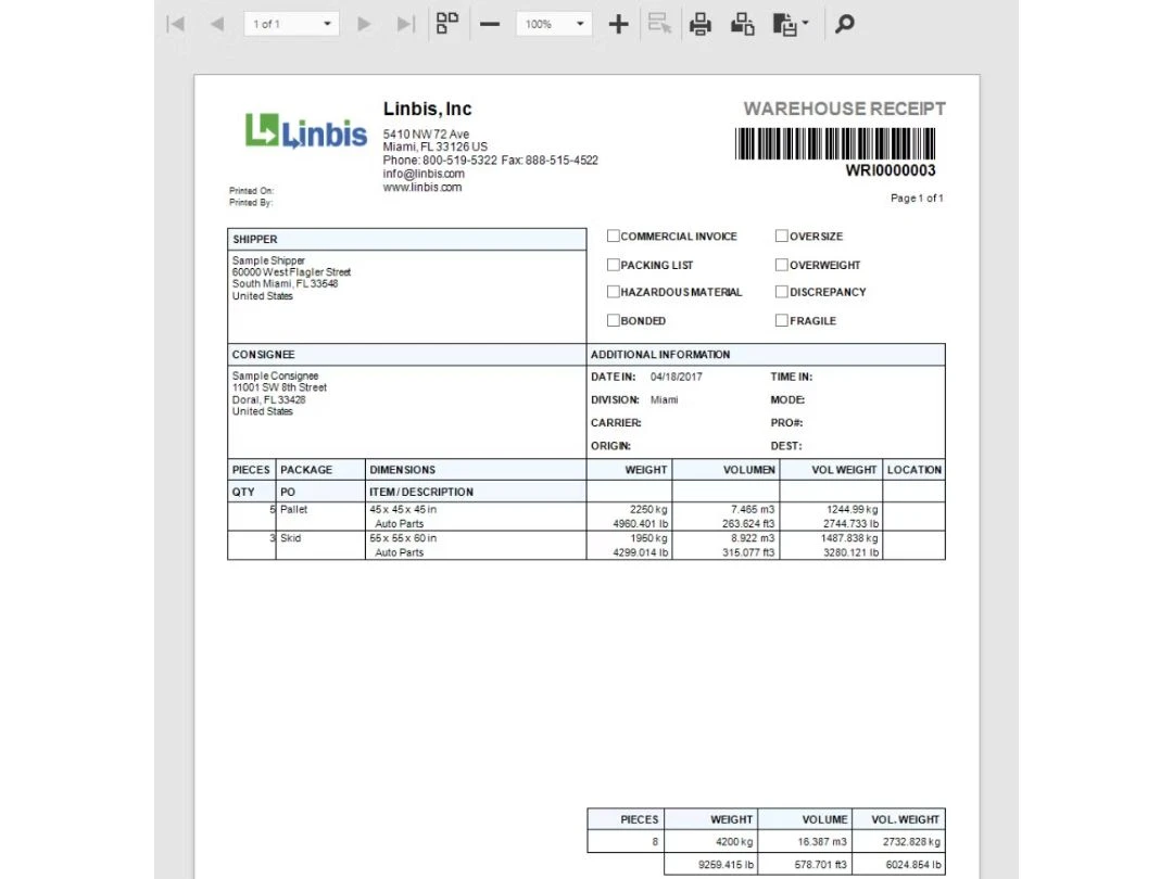 linbis fms receipt