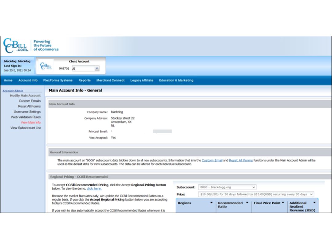 CCBill Dashboard