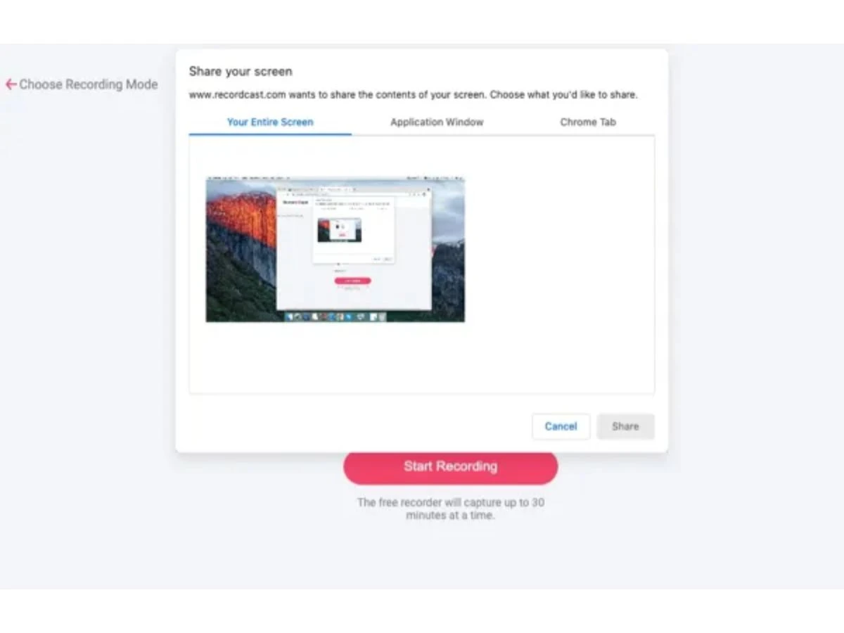 RecordCast-screen sharing