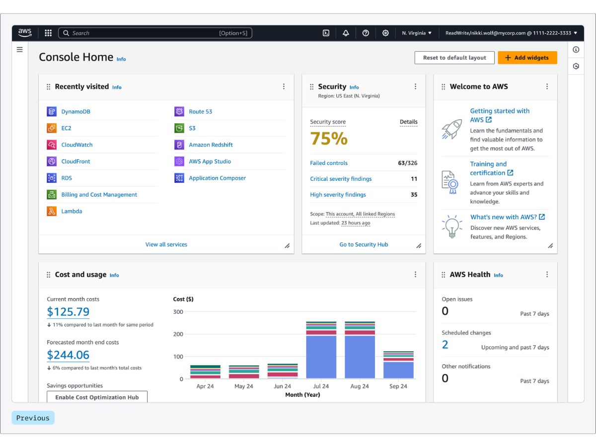 AWS Management Console-dashboard