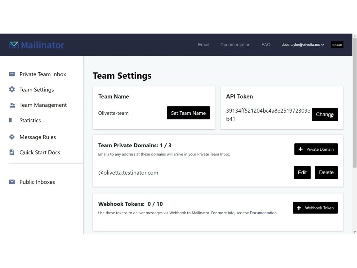 Mailinator-setting