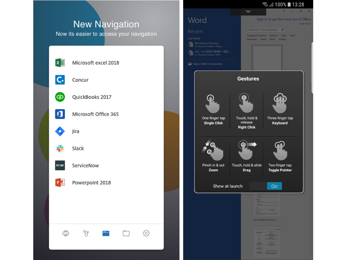 Citrix-Workspace navigation