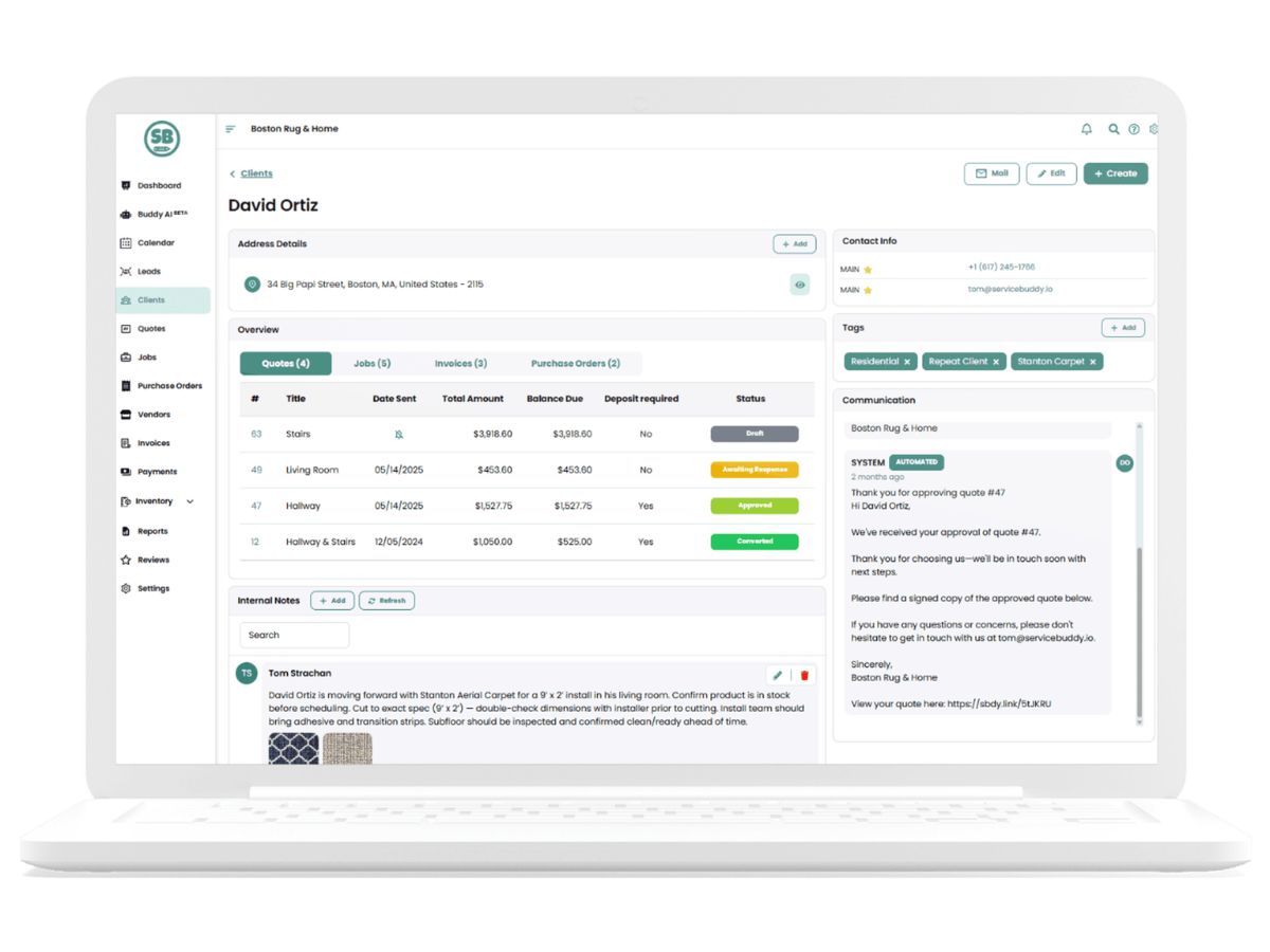 Service Buddy-client details