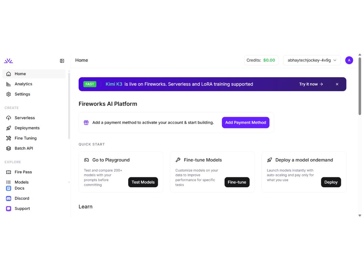 Fireworks-AI dashboard