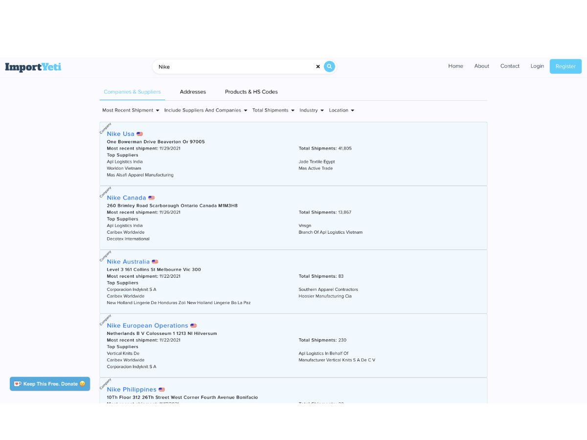 ImportYeti-search results