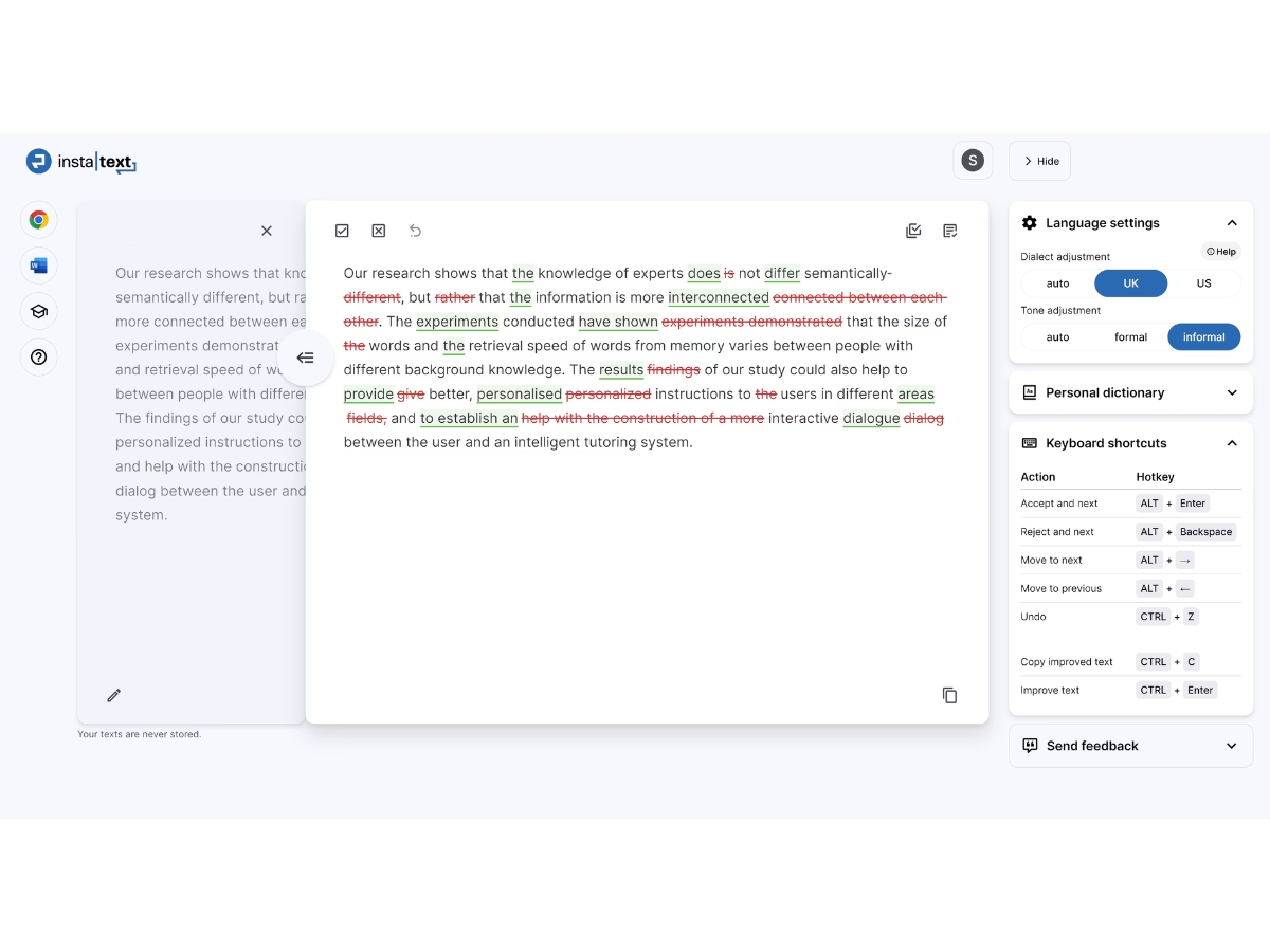 InstaText-language