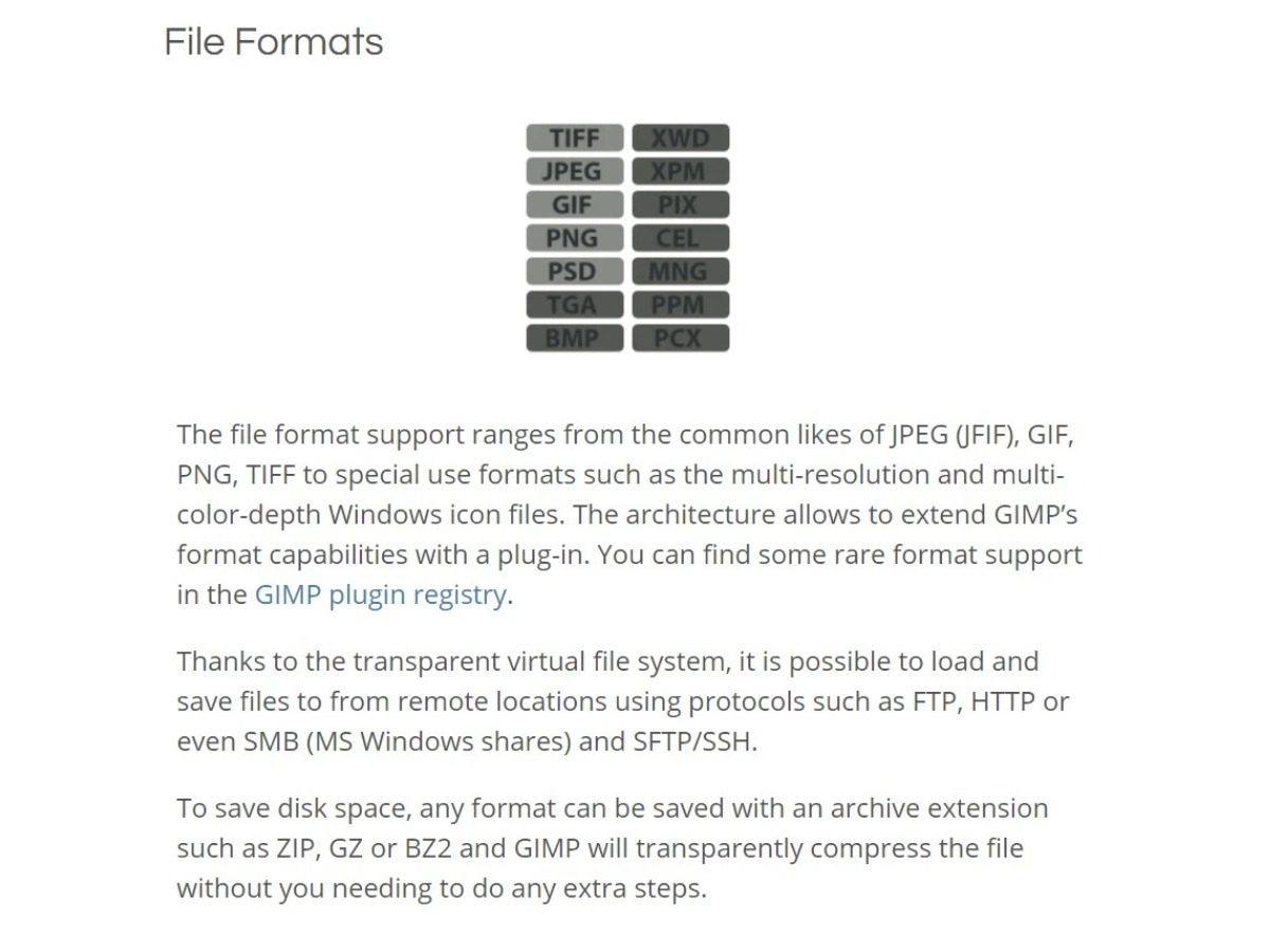 GIMP-formats