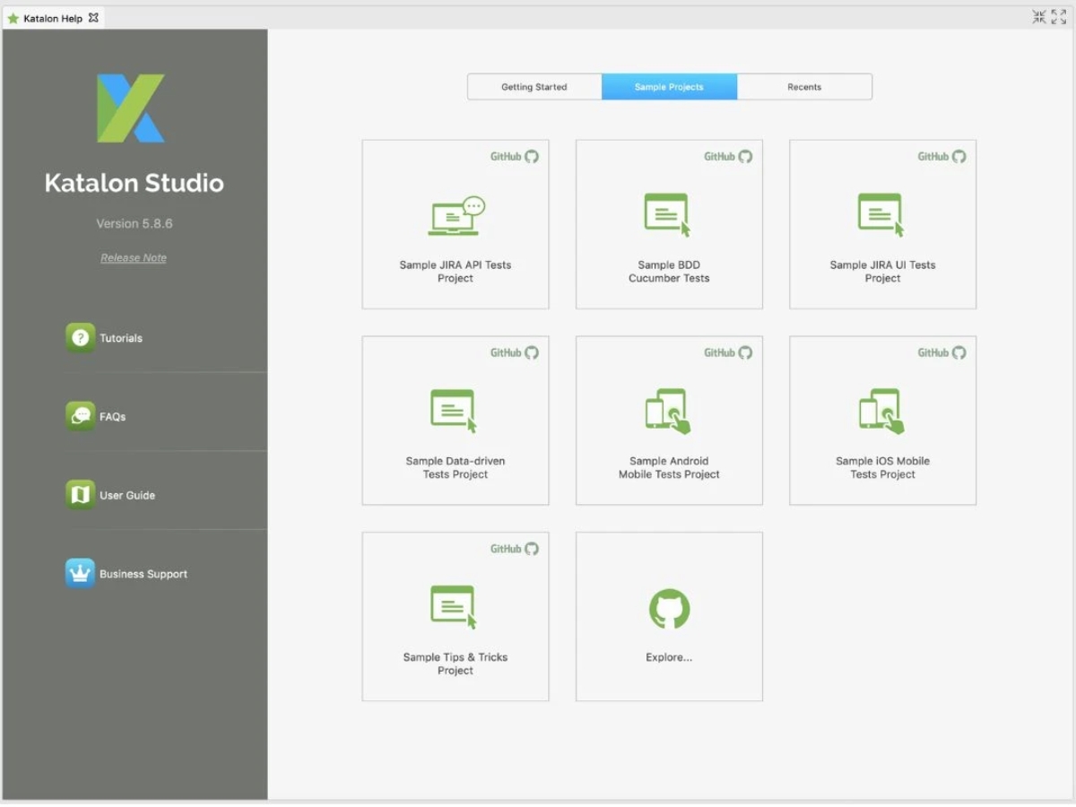Katalon Studio-dashboard