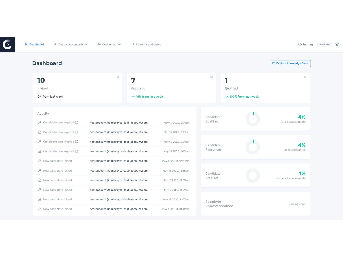 Coderbyte-dashboard