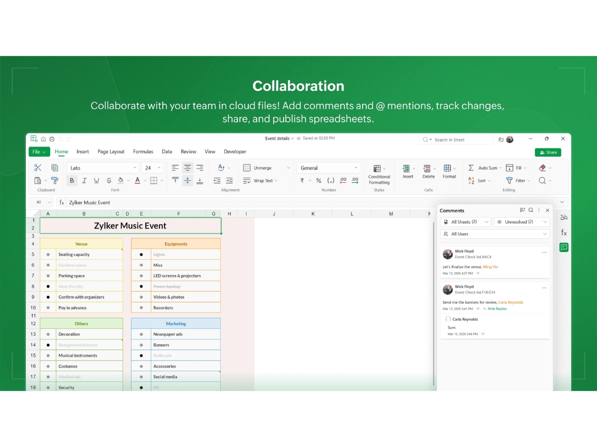 Zoho Sheet-collaboration