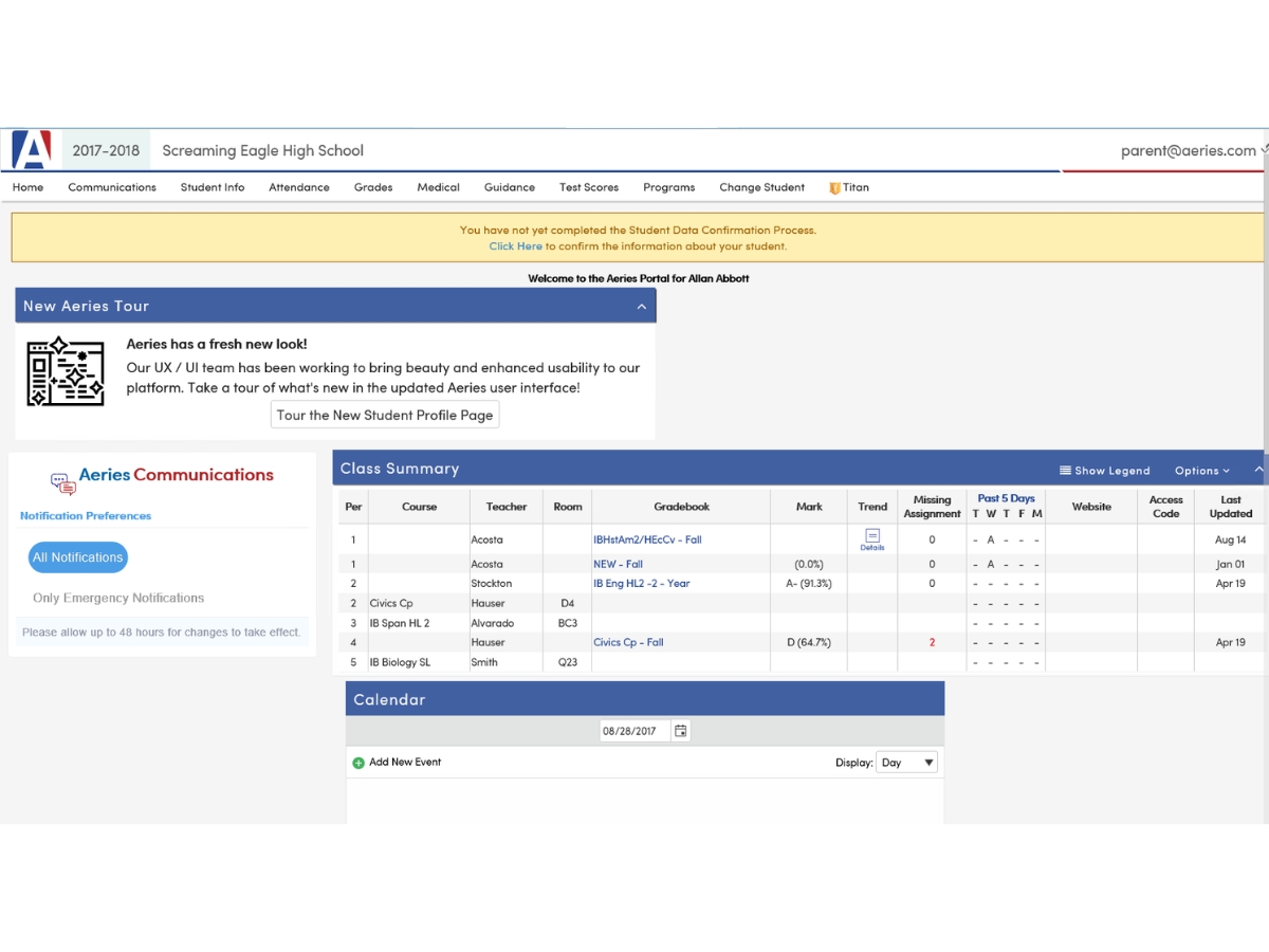 Aeries SIS-parent portal