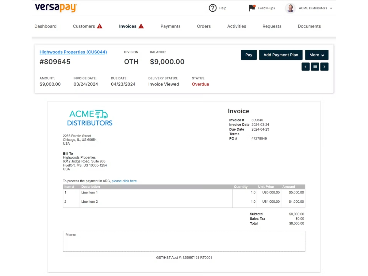 Versapay-invoices