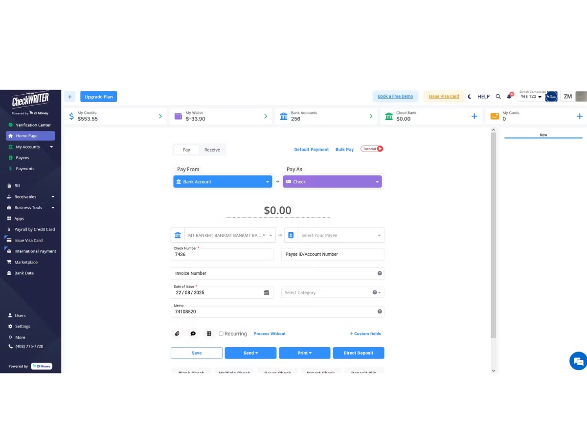 Online Check Writer-details