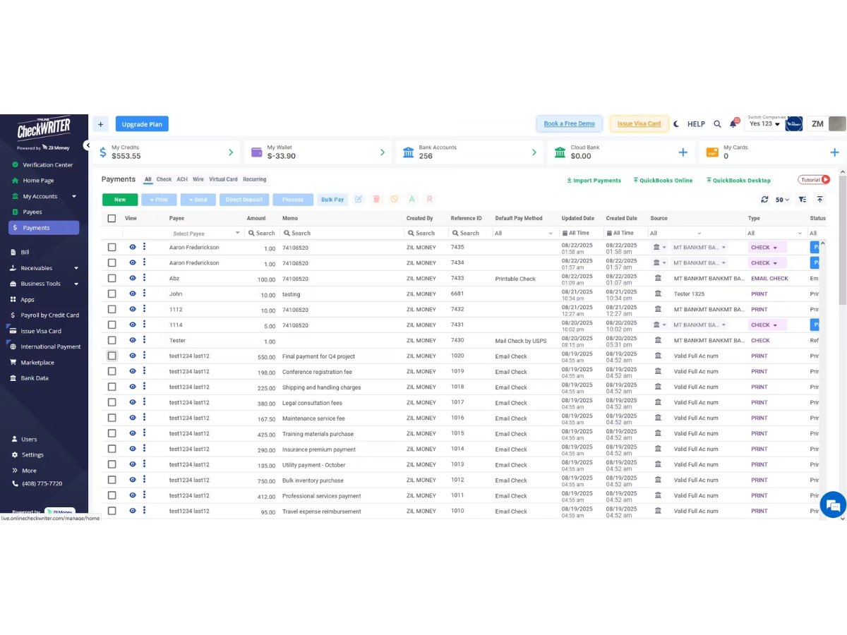 Online Check Writer-payments