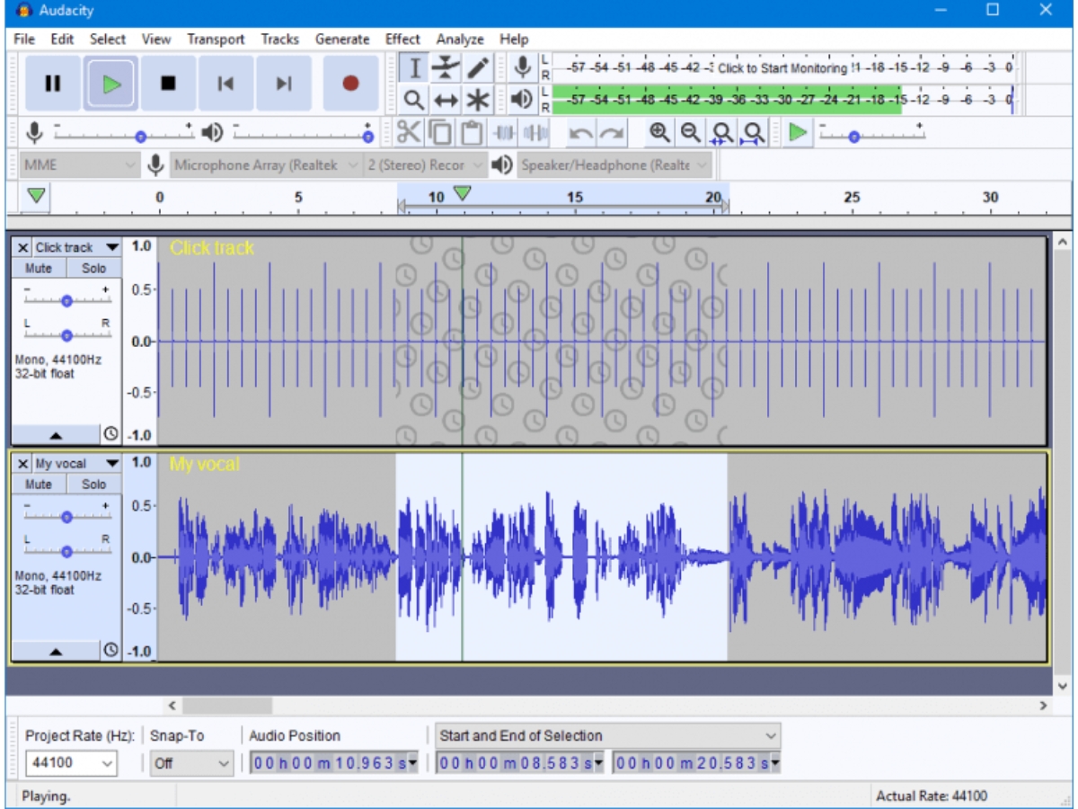 Audacity-dashboard