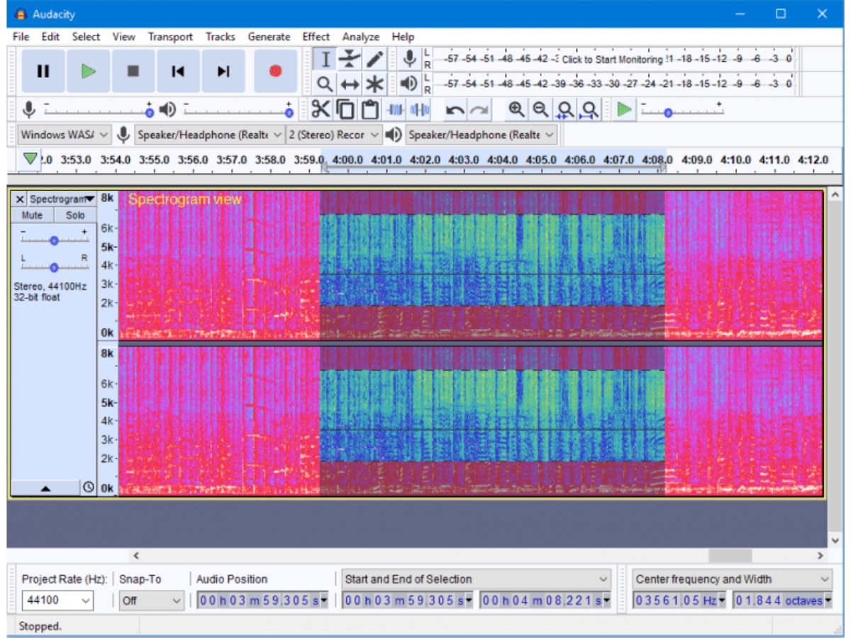 Audacity-spectogram