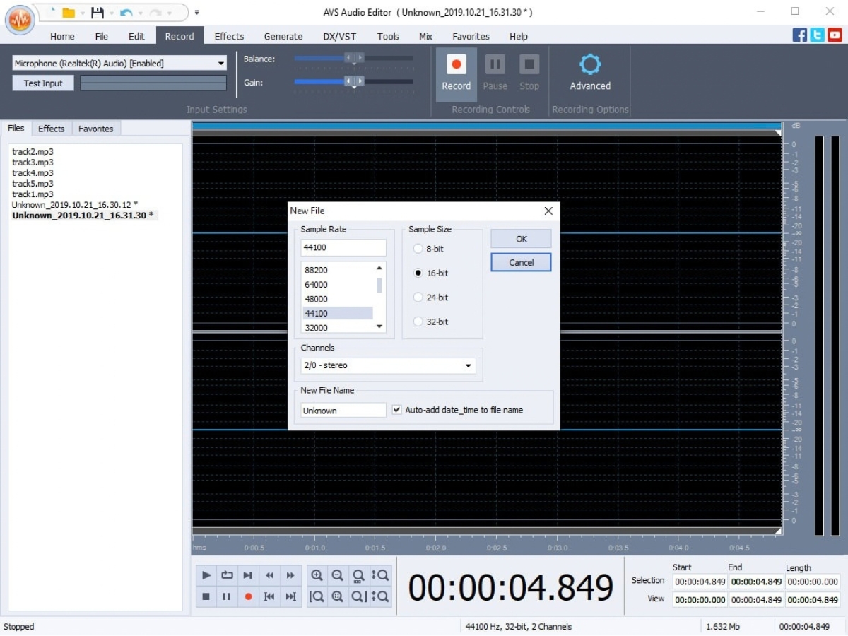 AVS Audio Editor-audio record