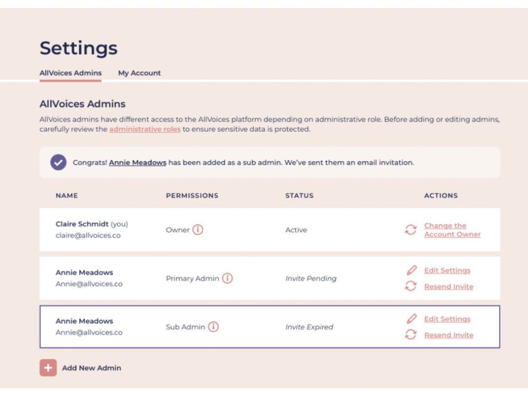 allvoices settings