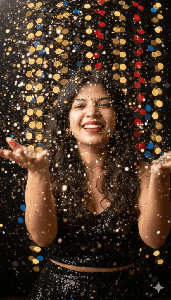ग्लिटर उछालते हुए फोटो