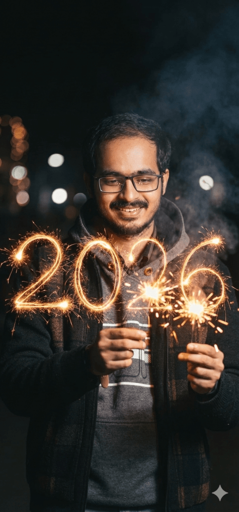 स्पार्कलर से '2026' की लॉन्ग एक्सपोज़र फोटो