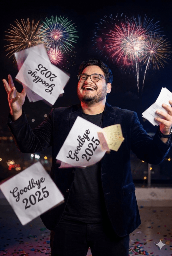 'गुडबाय 2025' पेपर उछालते हुए