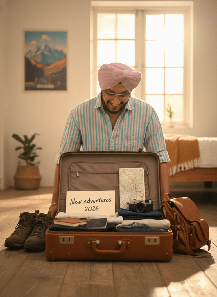 ट्रैवल थीम न्यू ईयर – 'न्यू एडवेंचर्स 2026' के साथ पैक किया सूटकेस