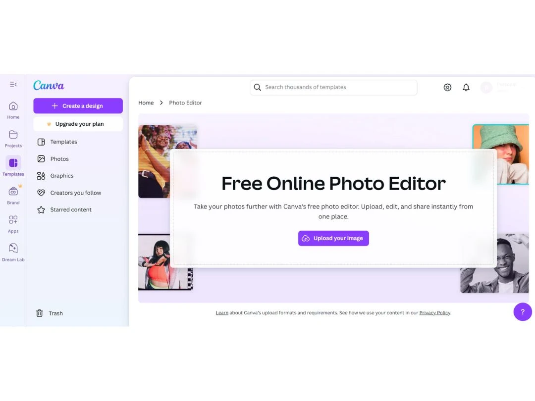 canva home page