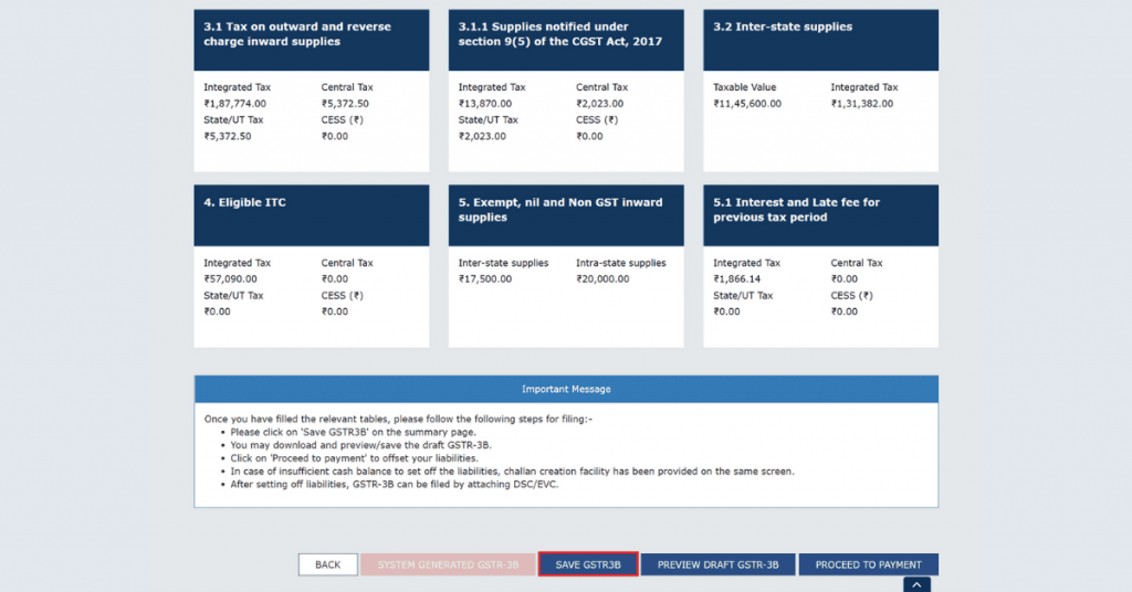 A snapshot of how to save GSTR-3B