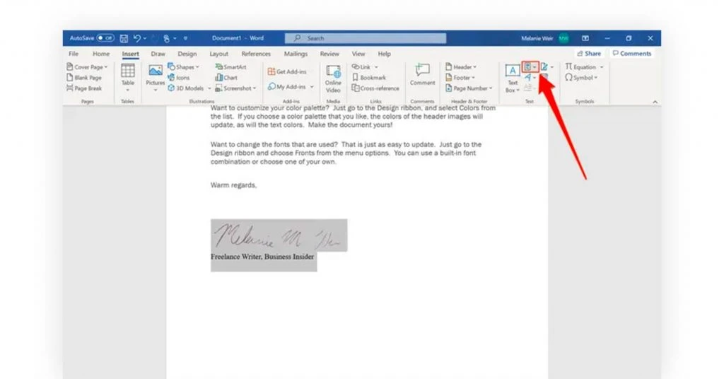 Step 2 to Create Digital Signature in Word