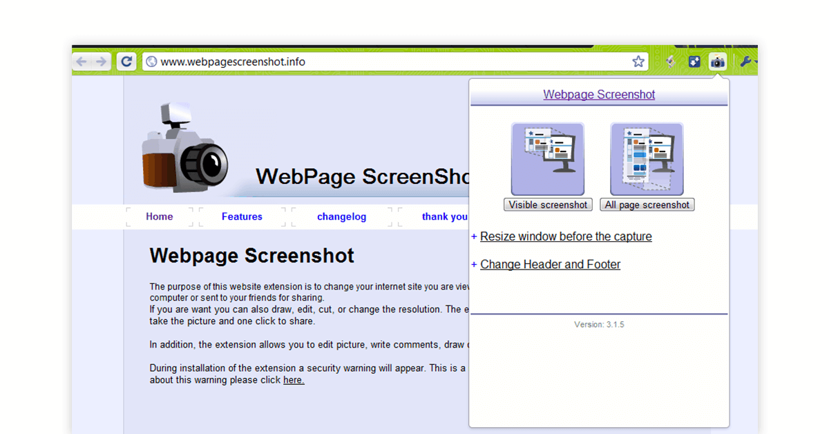 Long screenshot plugin