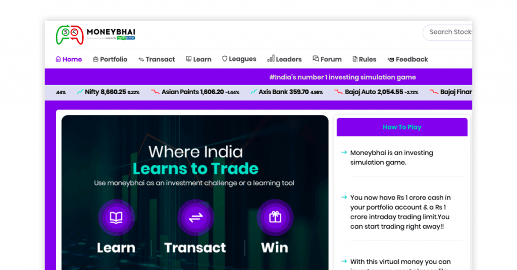 mock trading app - moneybhai