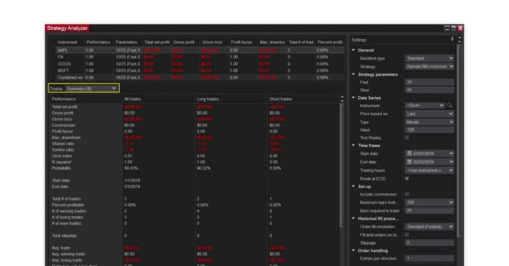 NinjaTrader Strategy Analyzer