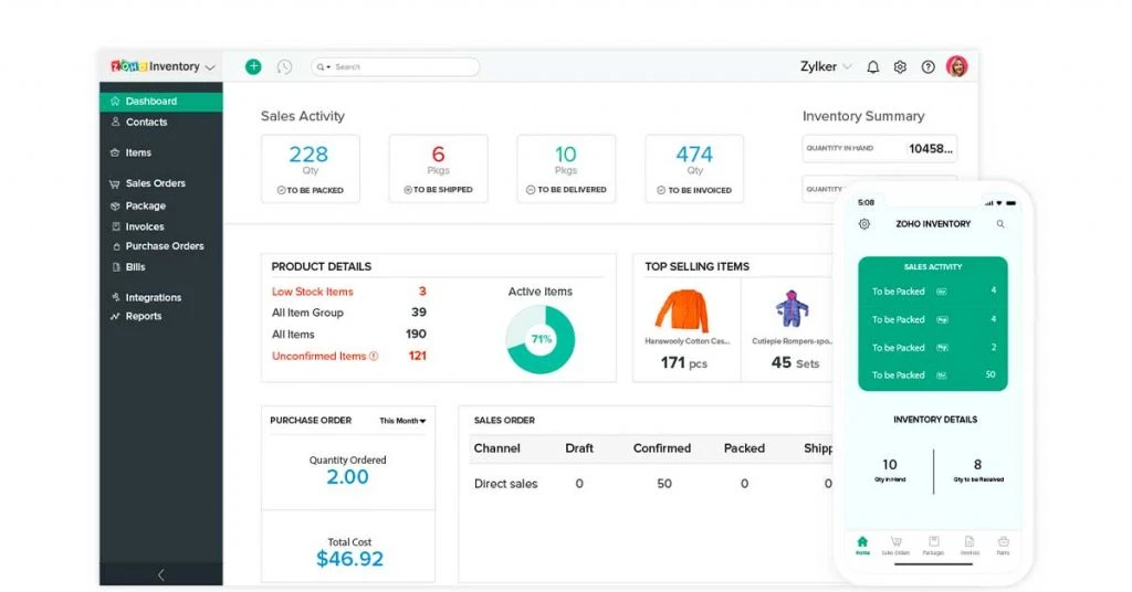 Zoho Inventory Dashboard