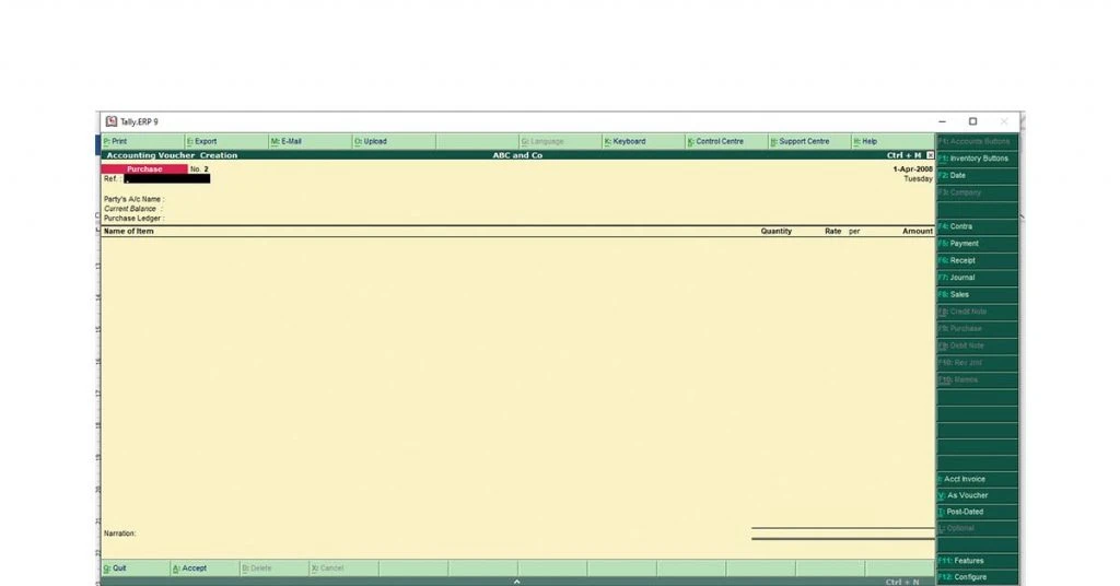 GST Purchase Entry in Tally as Invoice