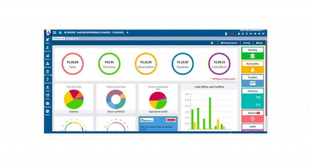 AlignBooks real estate erp software dashboard