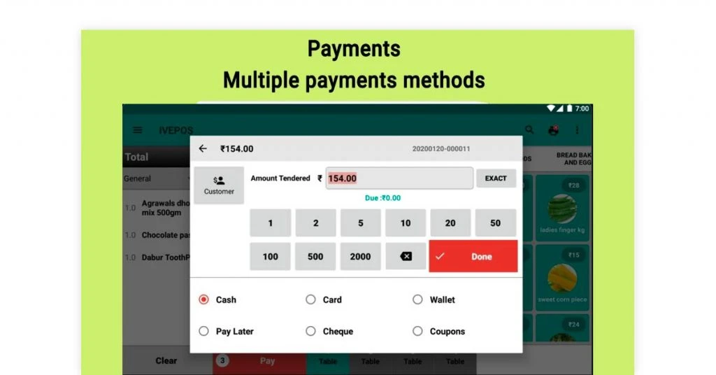 Multiple payment methods