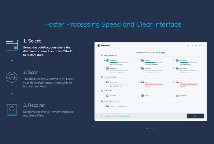 Recoverit dashboard