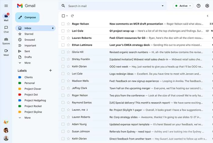 Gmail dashboard