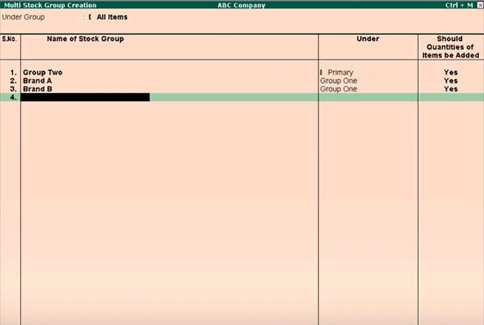 Steps to Create Multiple Stock Group