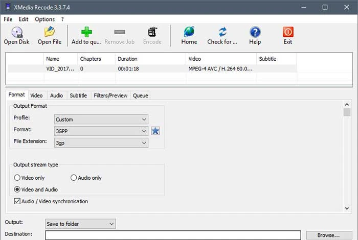 XMedia Recode best video to audio converter