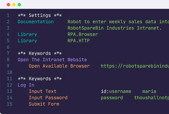 Robocorp robotic process automation software