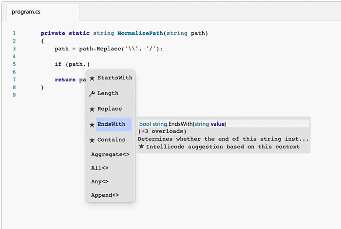 Visual Studio IntelliCode free ai code generator