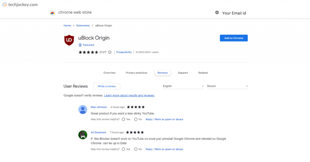 ublock origin reviews on chrome web store